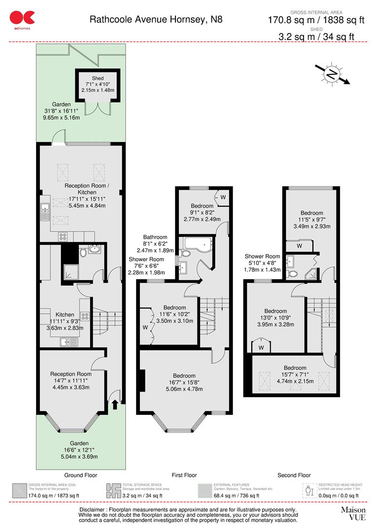 6 bed terraced house for sale in Rathcoole Avenue, Crouch End - Property floorplan