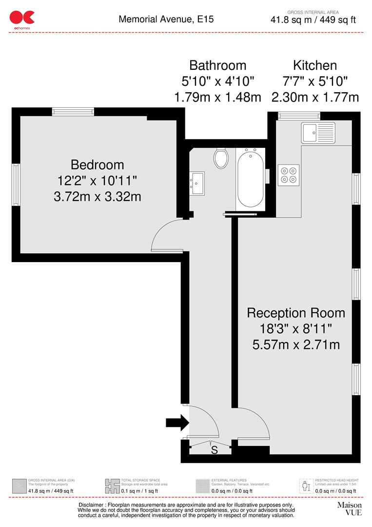 1 bed flat for sale in Memorial Avenue, West Ham - Property floorplan