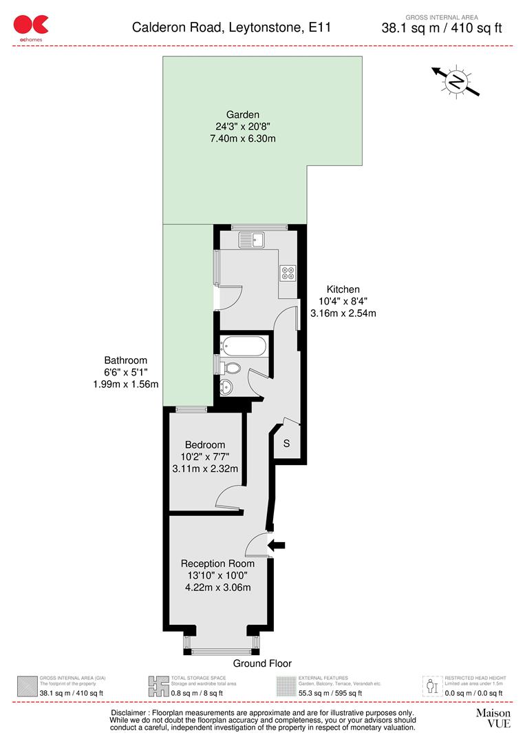 1 bed flat for sale in Calderon Road, Leytonstone - Property floorplan