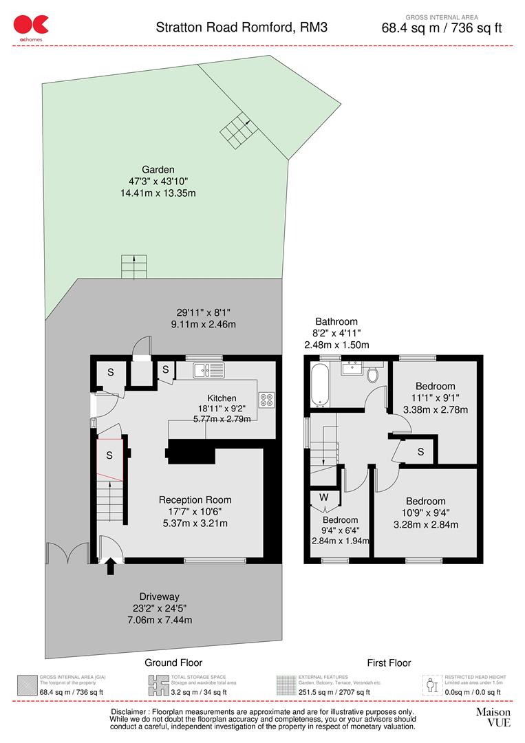 3 bed end of terrace house for sale in Stratton Road, Romford - Property floorplan