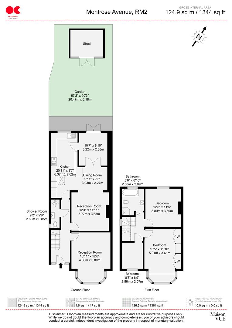 3 bed semi-detached house to rent in Montrose Avenue, Gidea Park, Essex - Property floorplan