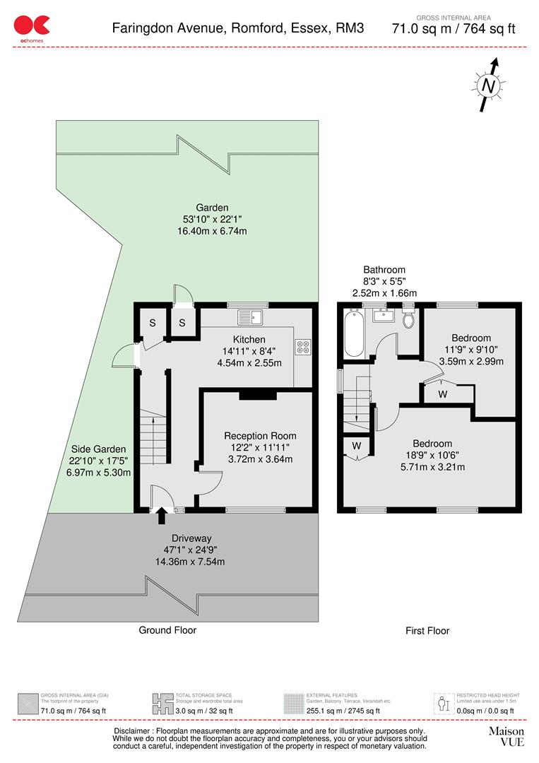 2 bed end of terrace house for sale in Faringdon Avenue, Romford - Property floorplan