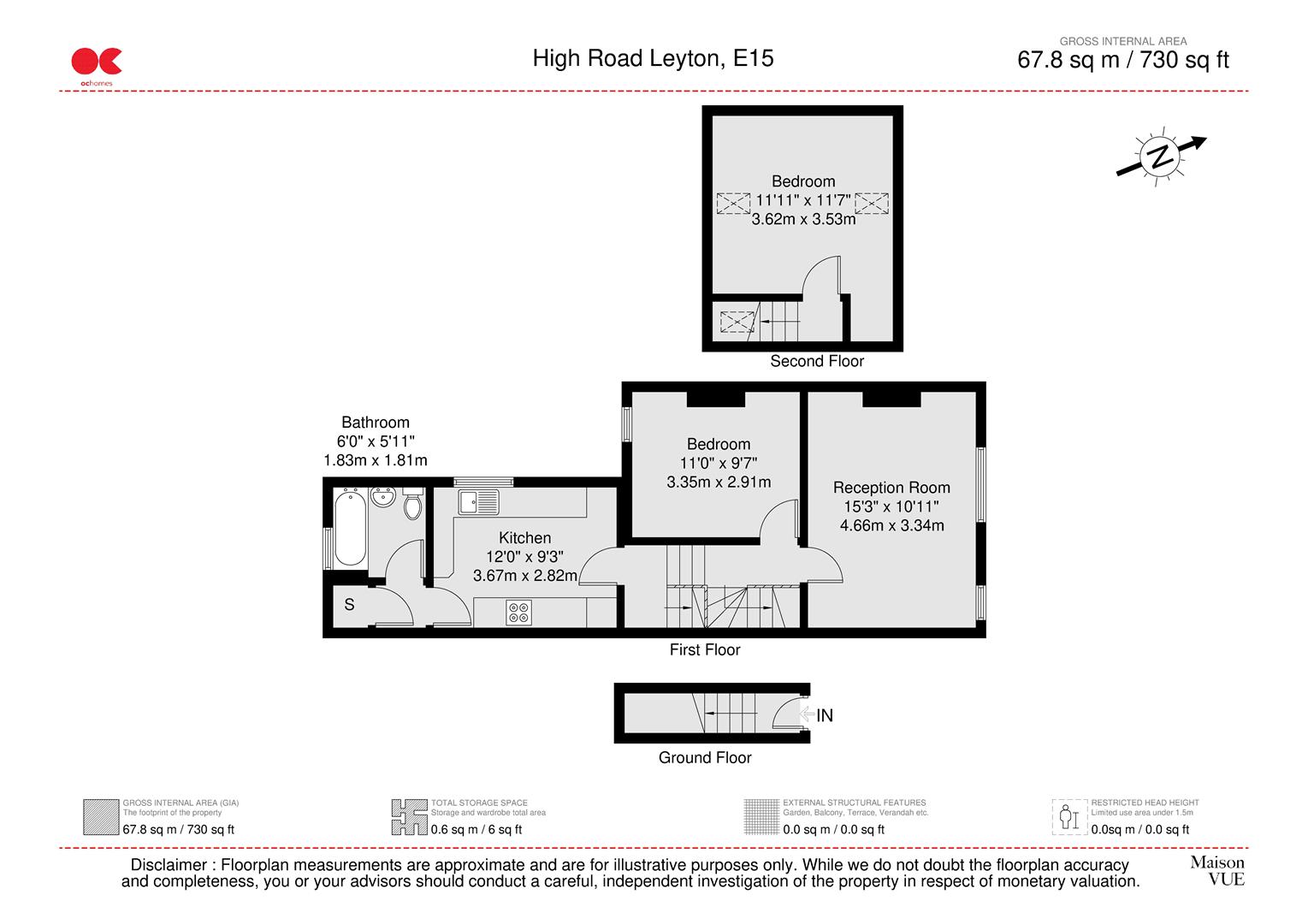 2 bed flat for sale in Hughenden Terrace, Leyton - Property floorplan