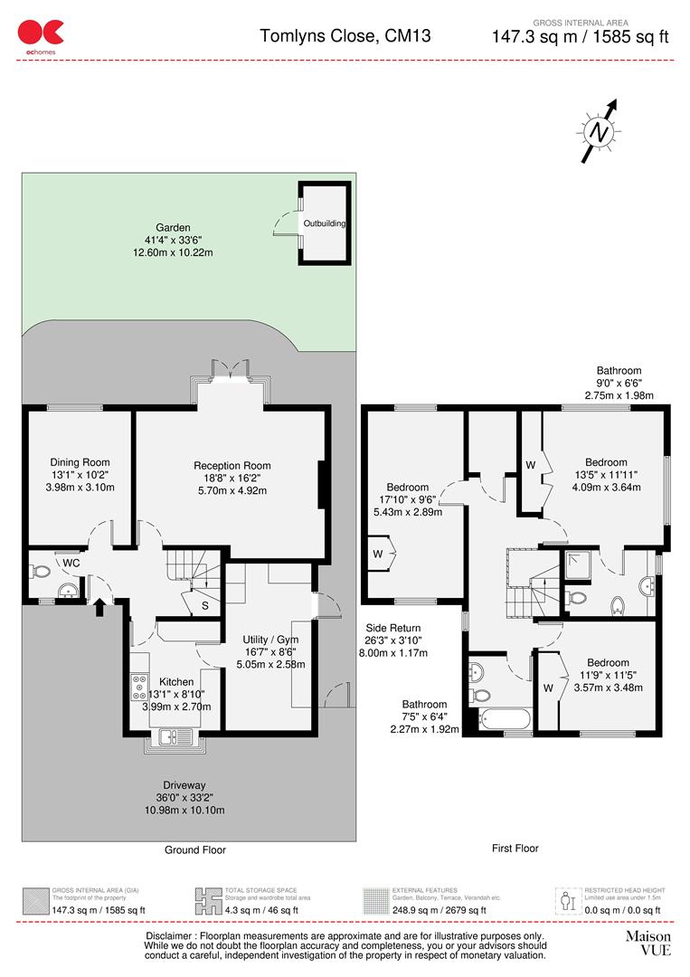 3 bed semi-detached house for sale in Tomlyns Close, Brentwood - Property floorplan