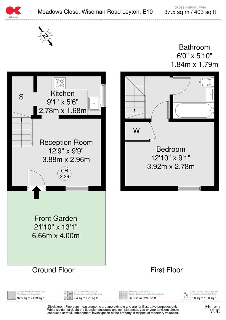 1 bed terraced house to rent in Wiseman Road, London - Property floorplan