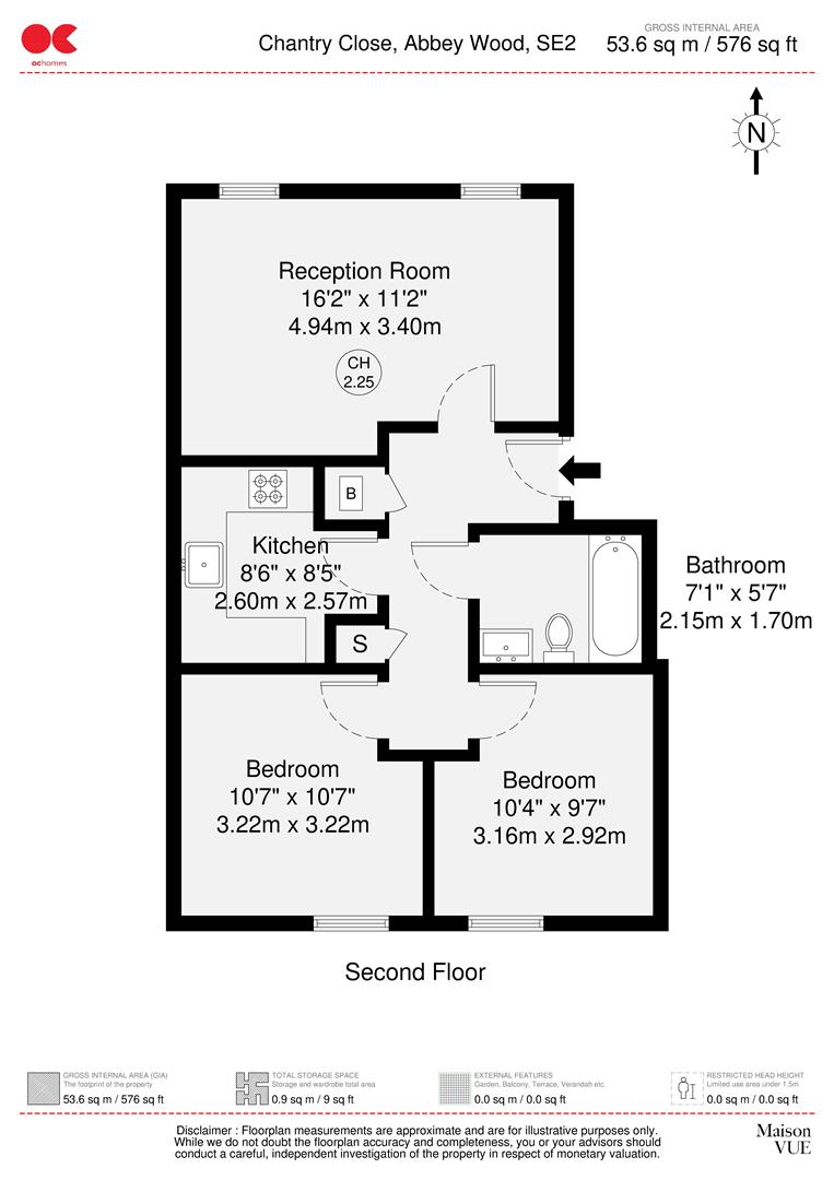 2 bed flat to rent in Chantry Close, London - Property floorplan