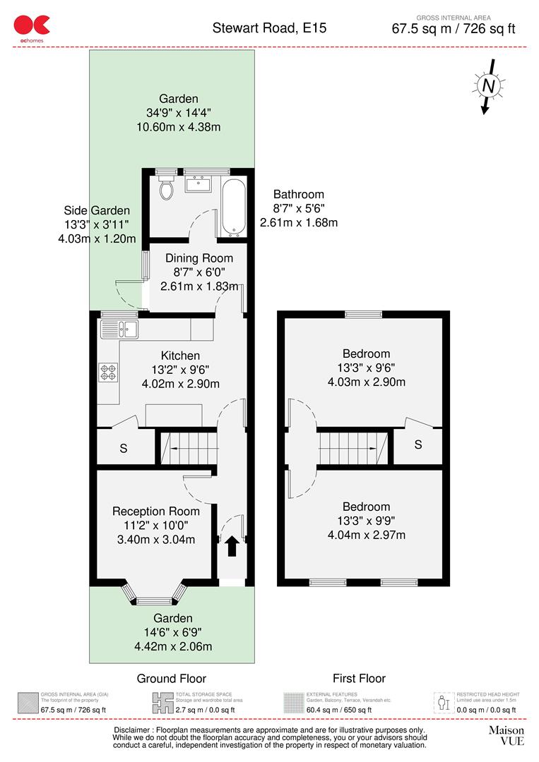 2 bed terraced house to rent in Stewart Road, Leyton - Property floorplan