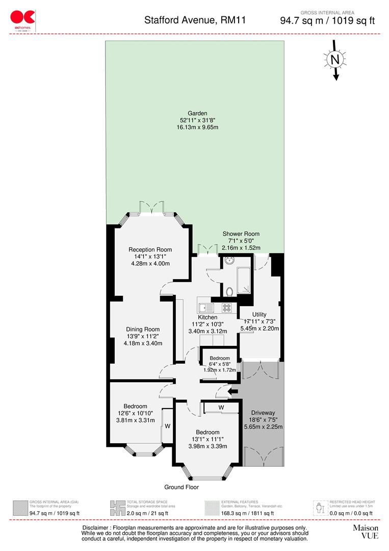 3 bed semi-detached bungalow for sale in Stafford Avenue, Hornchurch - Property floorplan