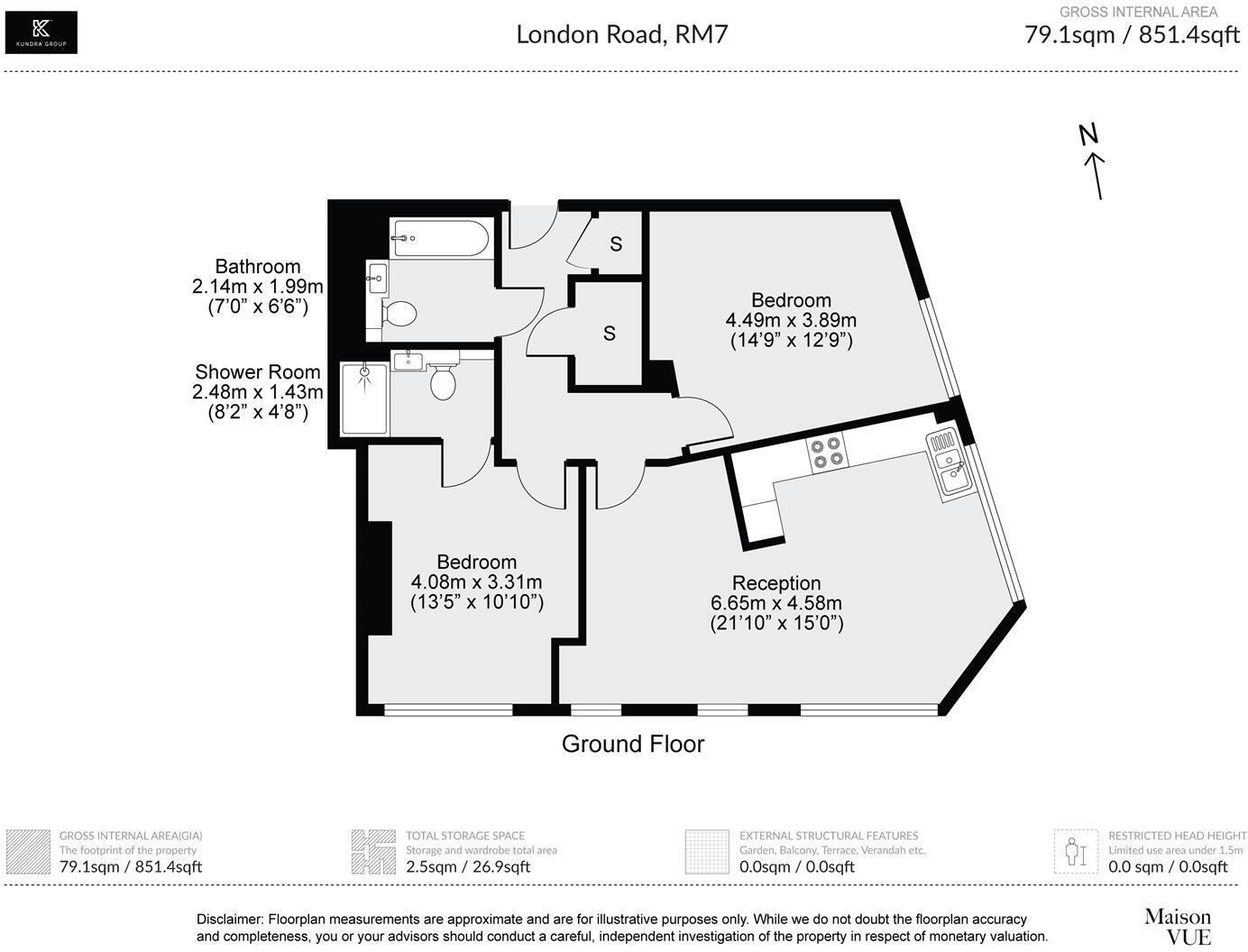 2 bed flat to rent in Spring Gardens, Romford - Property floorplan