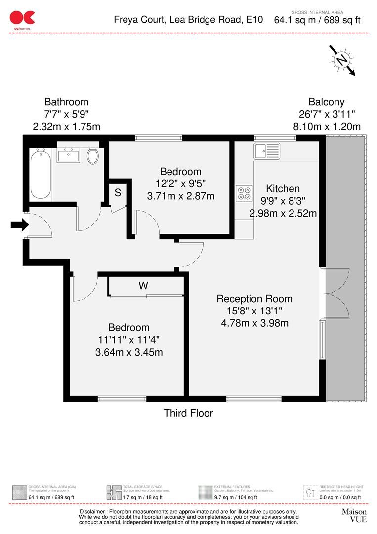 2 bed flat to rent in Lea Bridge Road, London - Property floorplan