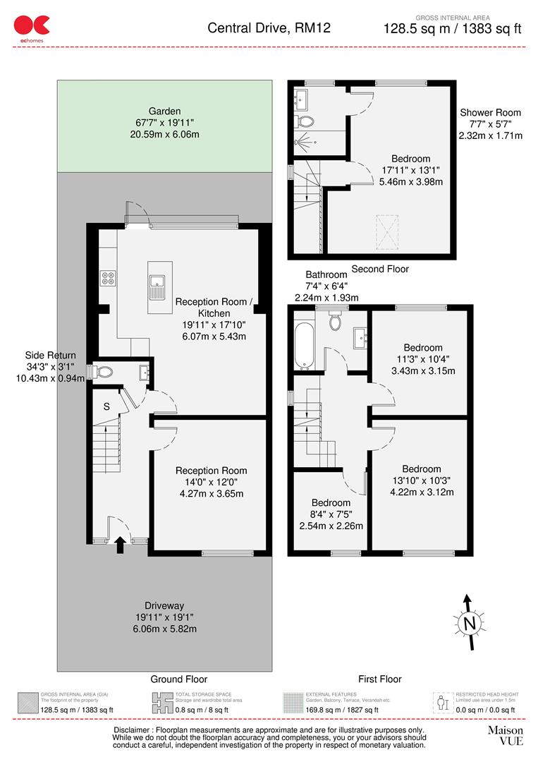 4 bed semi-detached house for sale in Central Drive, Hornchurch - Property floorplan
