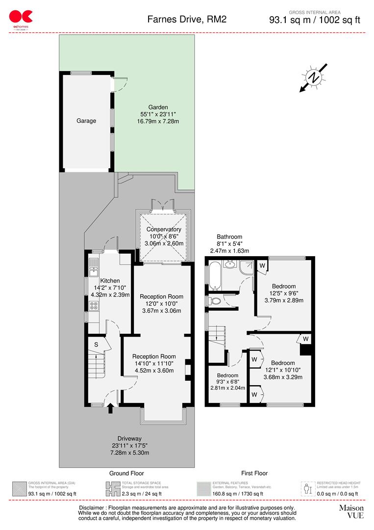 3 bed semi-detached house to rent in Farnes Drive, Romford - Property floorplan