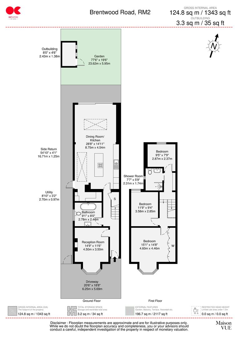 3 bed end of terrace house for sale in Brentwood Road, Gidea Park - Property floorplan