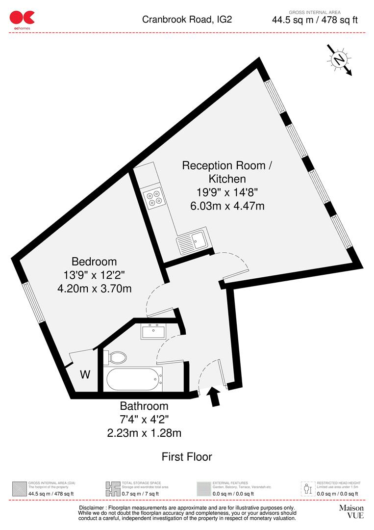 1 bed flat to rent in Cranbrook Road, Ilford - Property floorplan