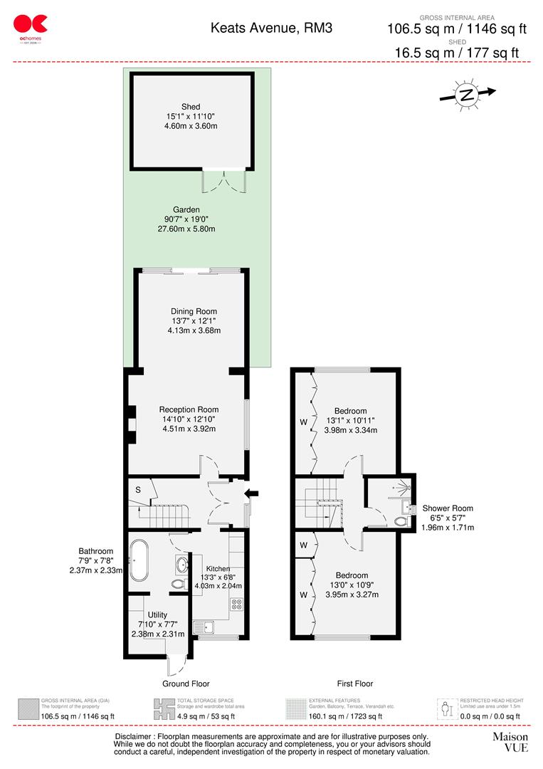 2 bed semi-detached house for sale in Keats Avenue, Romford - Property floorplan