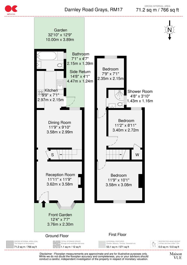 3 bed terraced house to rent in Darnley Road, Grays - Property floorplan