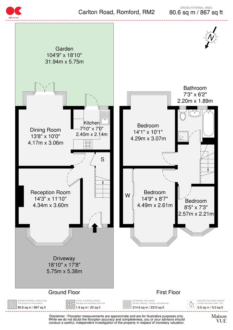 3 bed terraced house to rent in Carlton Road, Gidea Park - Property floorplan