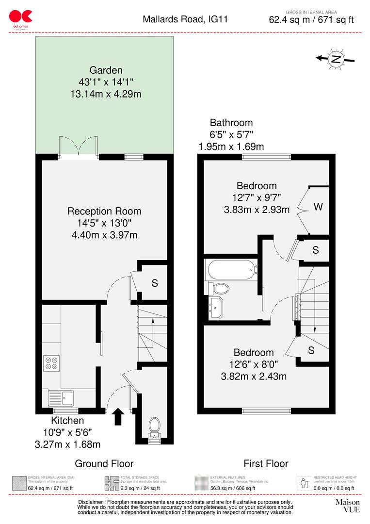 2 bed terraced house to rent in Mallards Road, Barking - Property floorplan