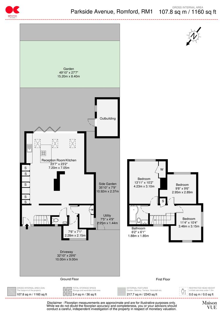 3 bed semi-detached house for sale in Parkside Avenue, Romford - Property floorplan