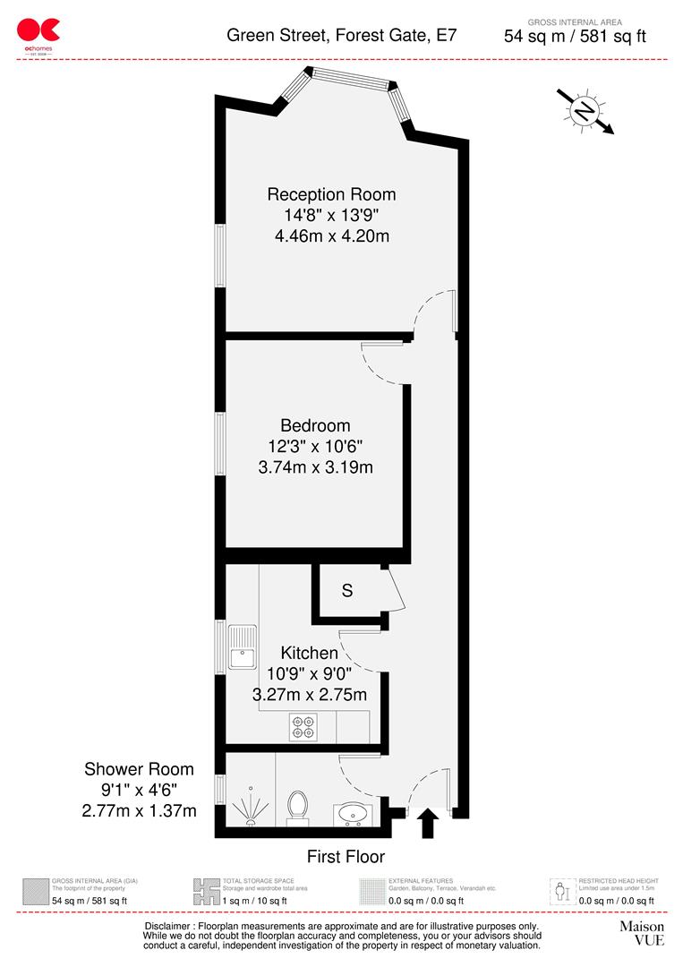 1 bed flat to rent in Green Street, Forest Gate, London - Property floorplan