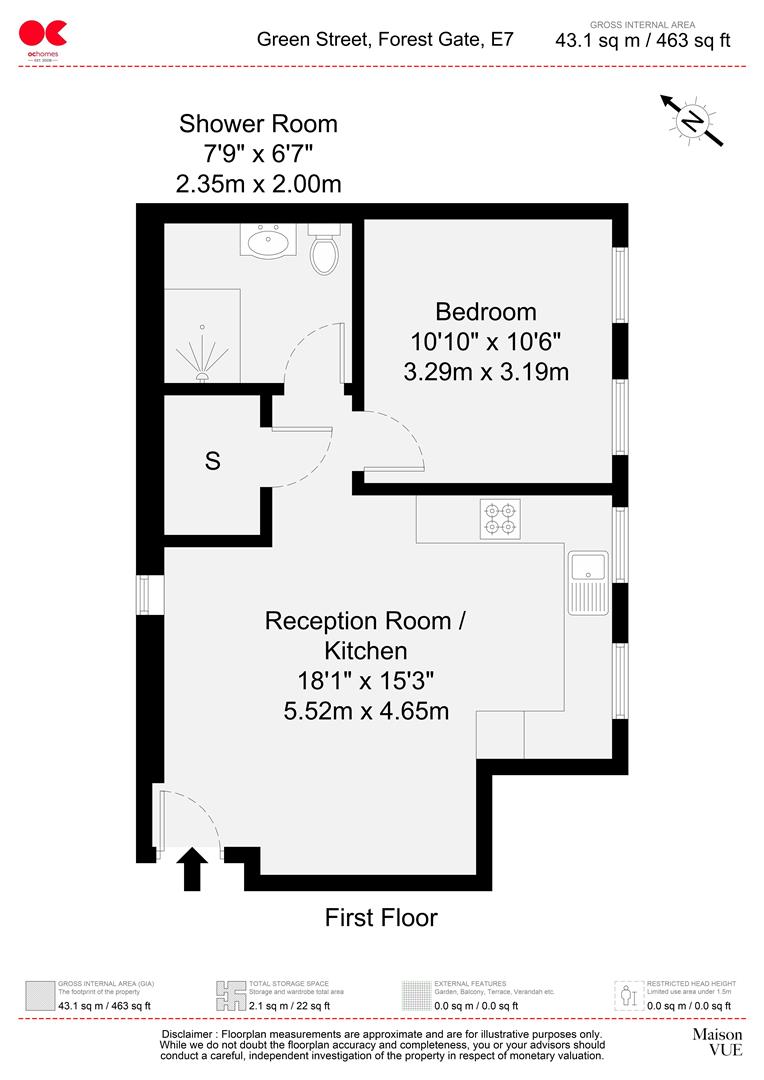 1 bed flat to rent in Green Street, Forest Gate, London - Property floorplan