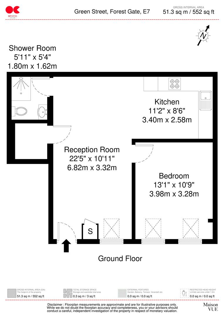 1 bed flat to rent in Green Street, Forest Gate, London - Property floorplan