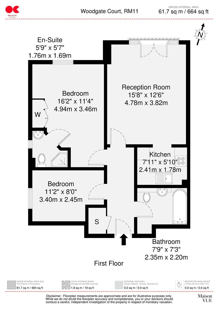 2 bed flat for sale in Stafford Avenue, Hornchurch - Property floorplan