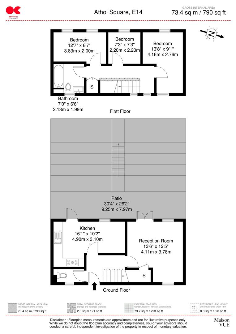 3 bed terraced house to rent in Athol Square, Poplar - Property floorplan