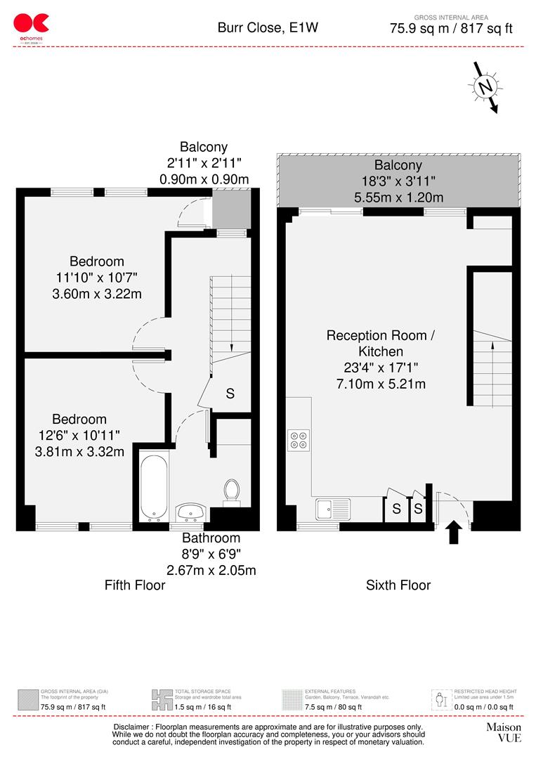 2 bed maisonette for sale in Burr Close, St Katharine's Dock, Tower Hill - Property floorplan