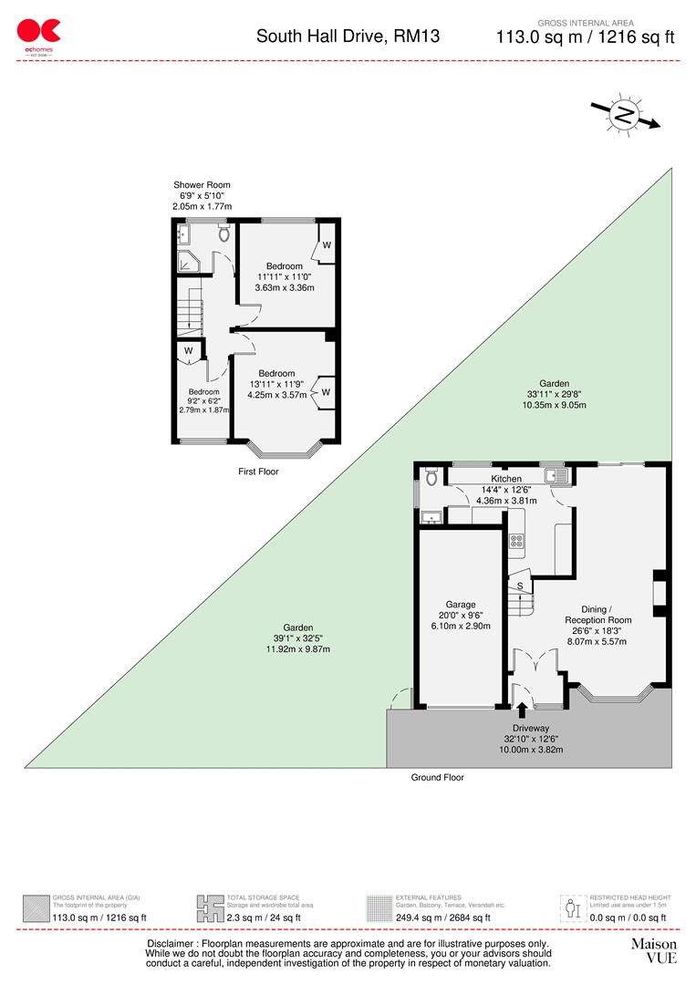 3 bed end of terrace house for sale in South Hall Drive, Rainham - Property floorplan