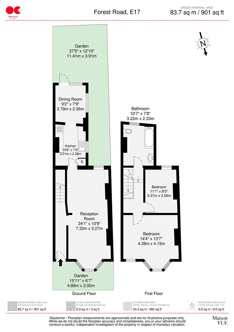 2 bed terraced house to rent in Forest Road, London - Property floorplan