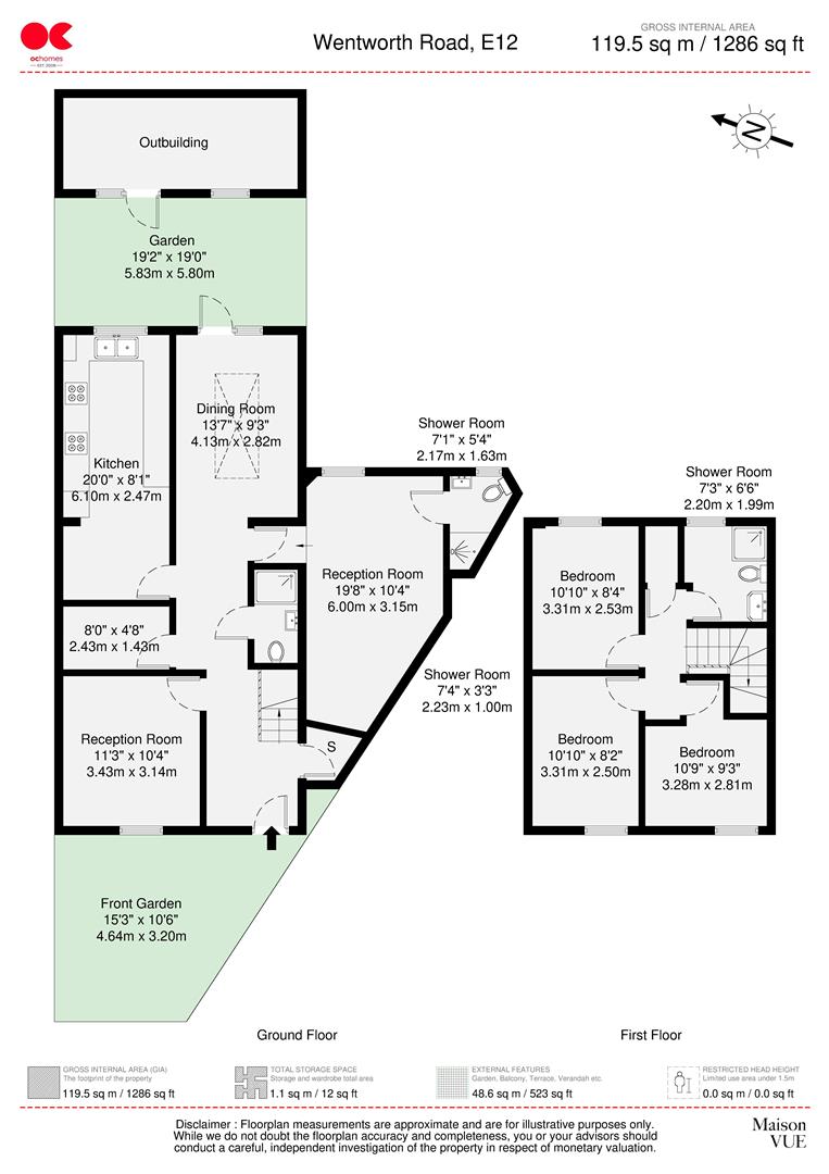 4 bed end of terrace house to rent in Wentworth Road, London - Property floorplan
