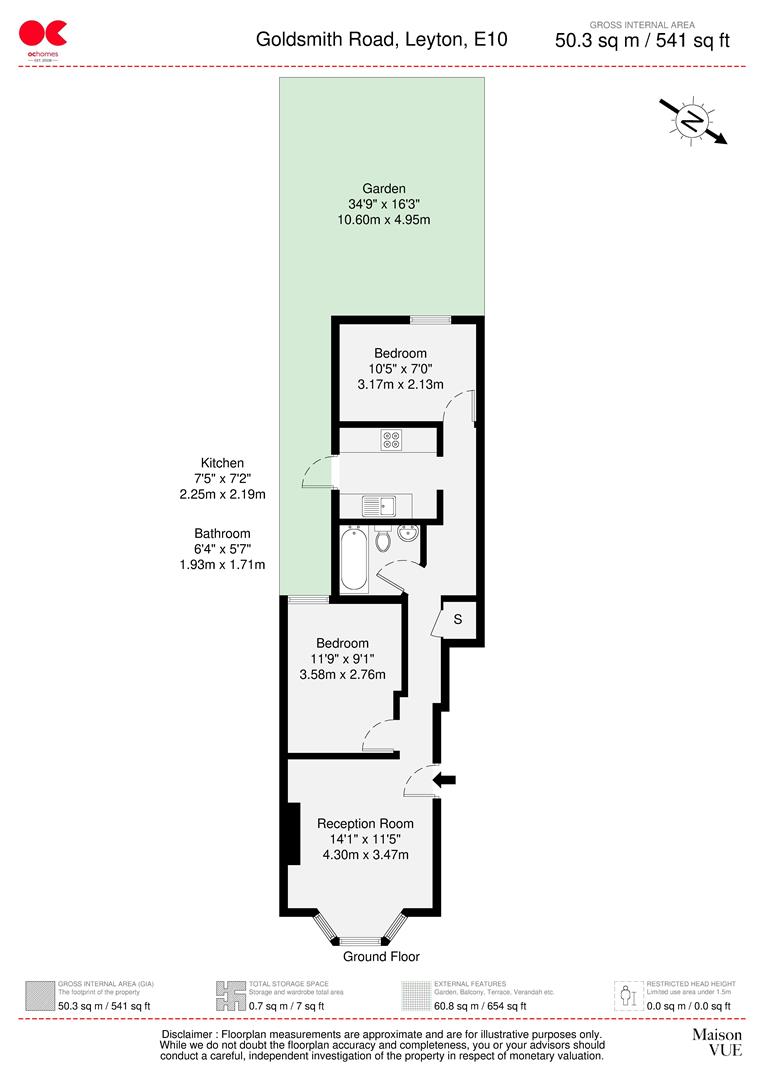 2 bed flat to rent in Goldsmith Road, Leyton - Property floorplan