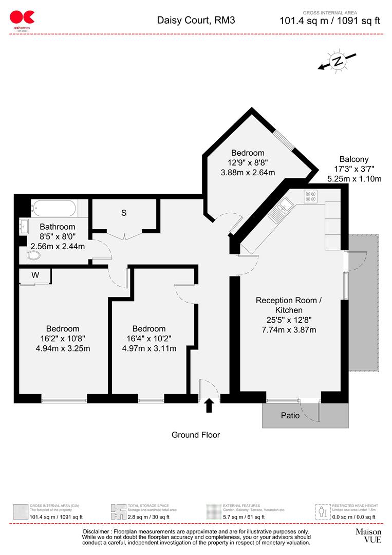 3 bed flat for sale in Jackdaw Close, Harold Wood - Property floorplan