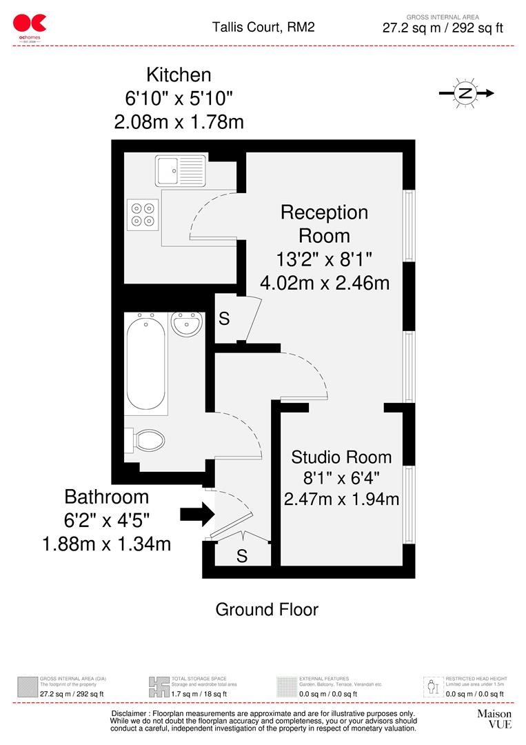 1 bed flat to rent in Kidman Close, Gidea Park - Property floorplan
