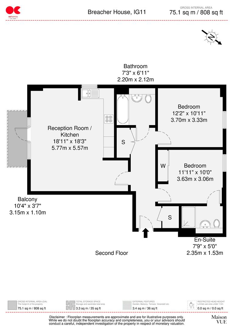 2 bed flat to rent in Handley Page Road, Barking - Property floorplan
