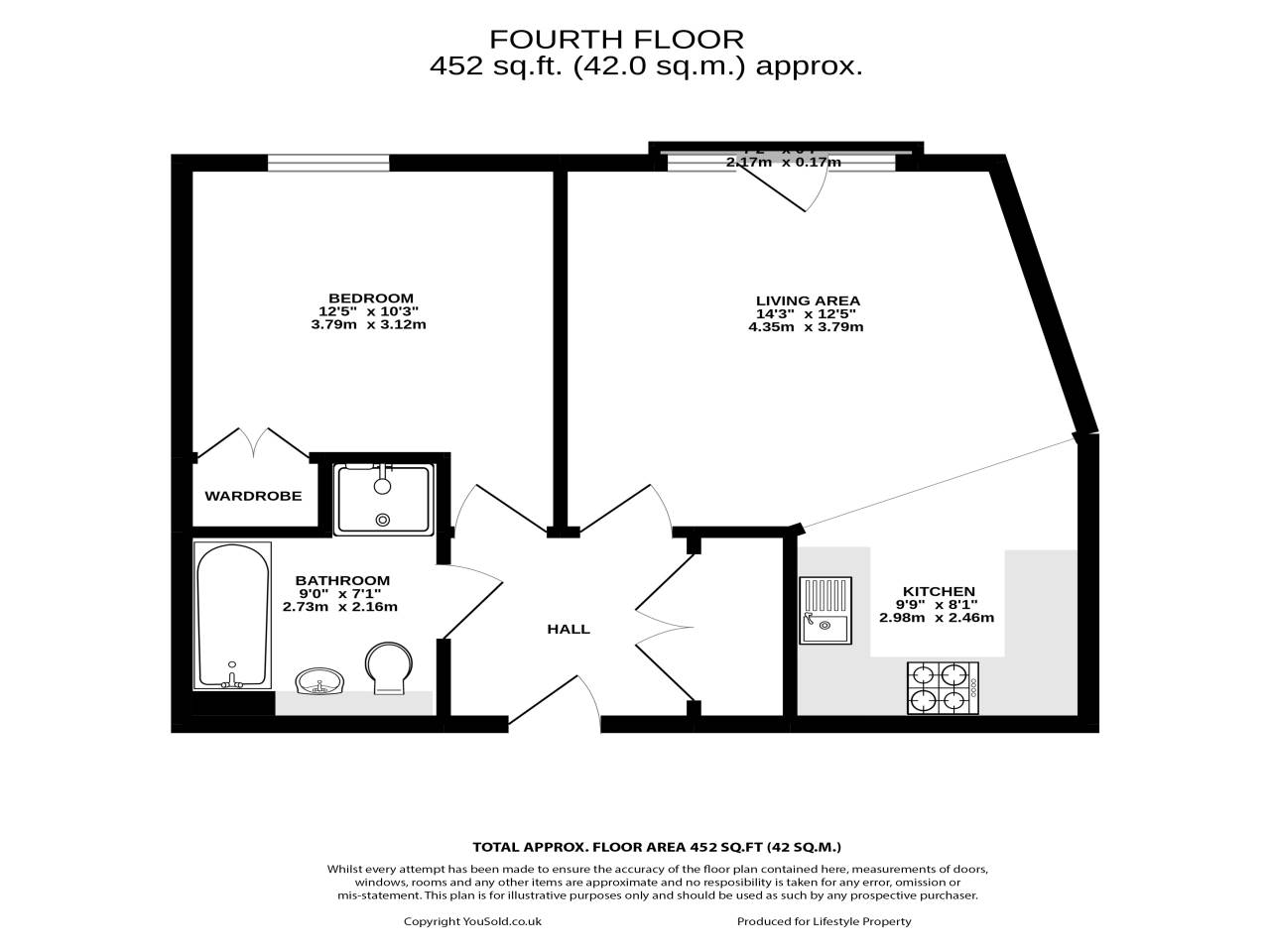 1 bed flat for sale in Gateway Court, 5-7 Parnham Drive - Property Floorplan