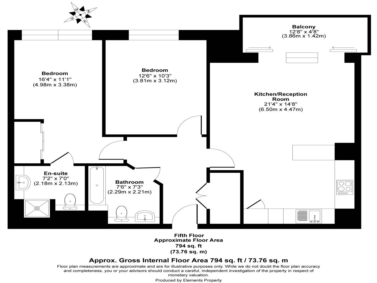 2 bed flat for sale in Fathom Court, 2 Basin Approach - Property Floorplan