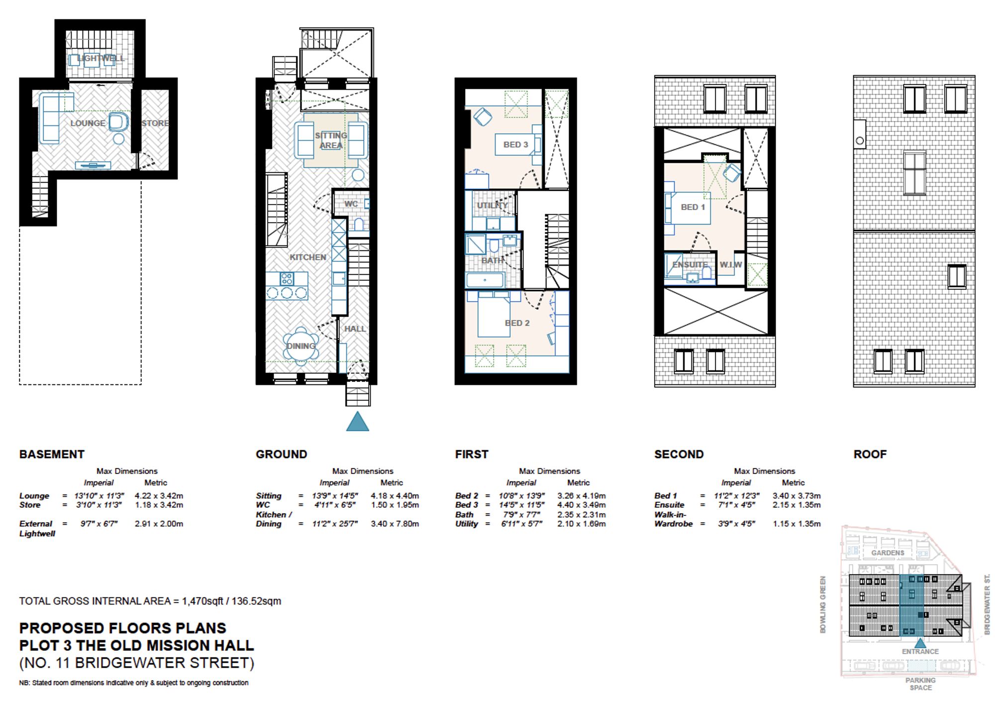 3 bed terraced town house for sale in The Old Mission Hall, Sale - Property floorplan