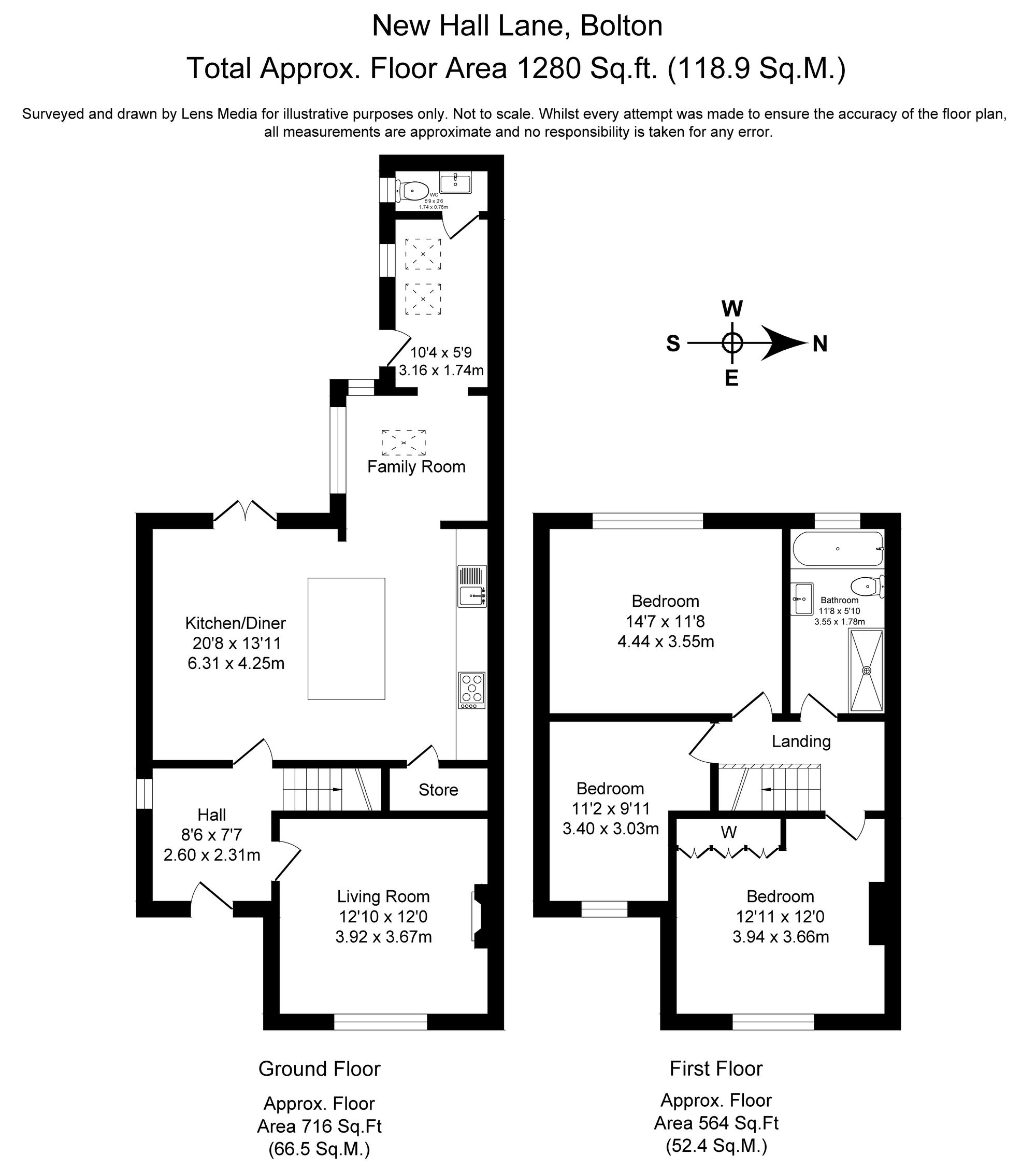 3 bed semi-detached house for sale in New Hall Lane, Bolton - Property floorplan