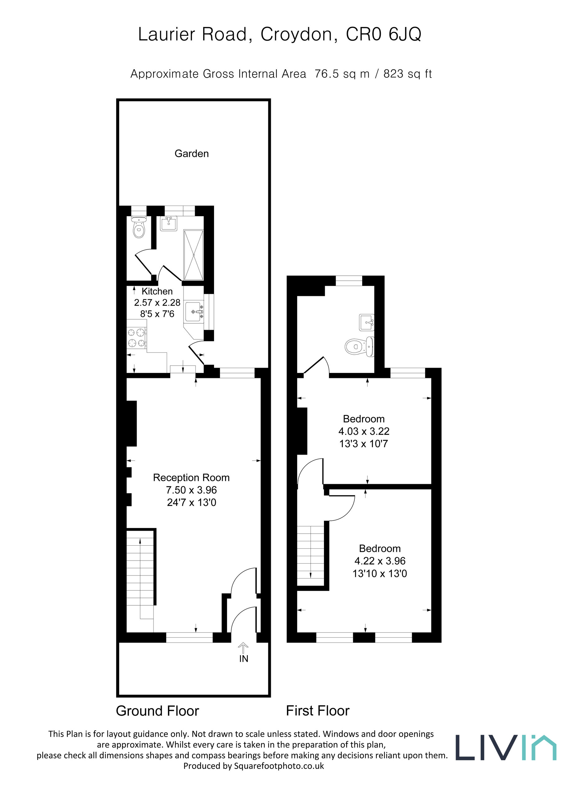 2 bed terraced house for sale in Laurier Road, Croydon - Property floorplan