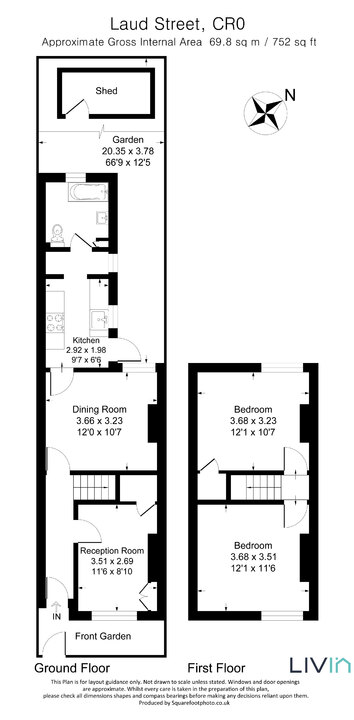 2 bed terraced house for sale in Laud Street, Croydon - Property floorplan