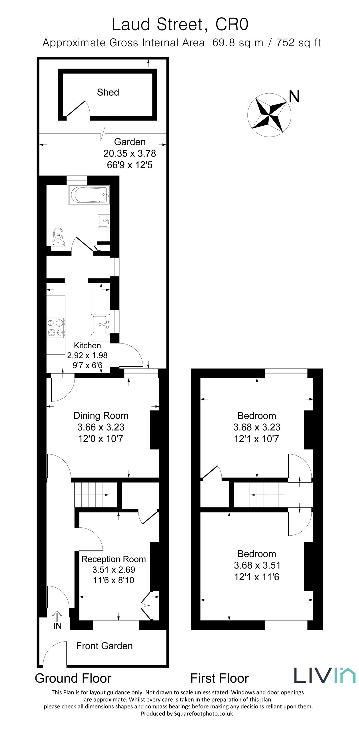 2 bed terraced house for sale in Laud Street, Croydon - Property floorplan