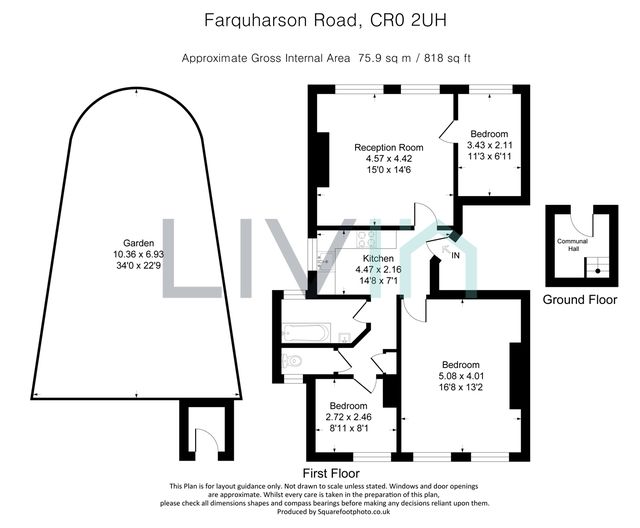 3 bed apartment for sale in Farquharson Road, Croydon - Property floorplan