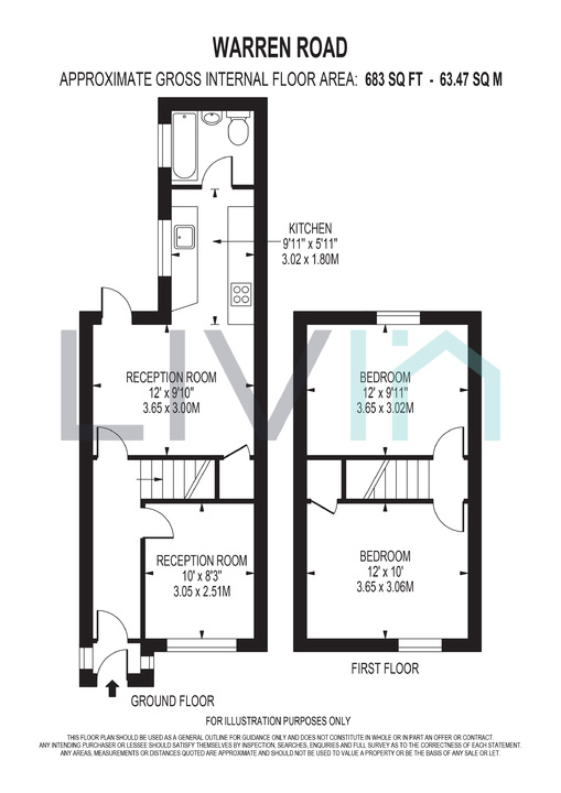 2 bed terraced house for sale in Warren Road, Croydon - Property floorplan