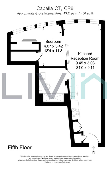 1 bed studio flat to rent in Capella Court, Purley - Property floorplan