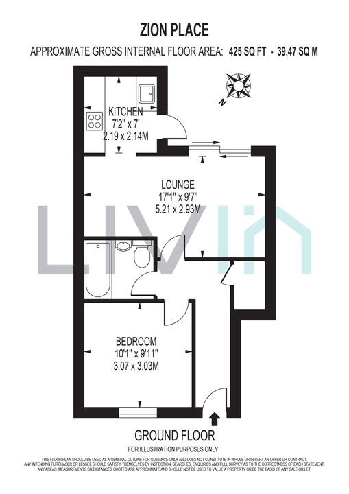 1 bed apartment for sale in Zion Place, Thornton Heath - Property floorplan