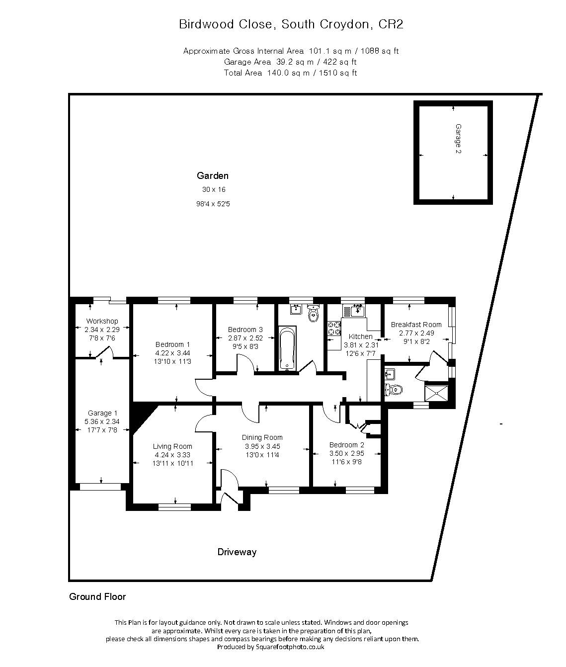 3 bed detached house for sale in Birdwood Close, South Croydon - Property floorplan