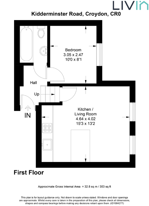 1 bed apartment for sale in Kidderminster Road, Croydon - Property floorplan