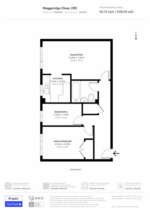 2 bed apartment for sale in Muggeridge Close, South Croydon - Property floorplan